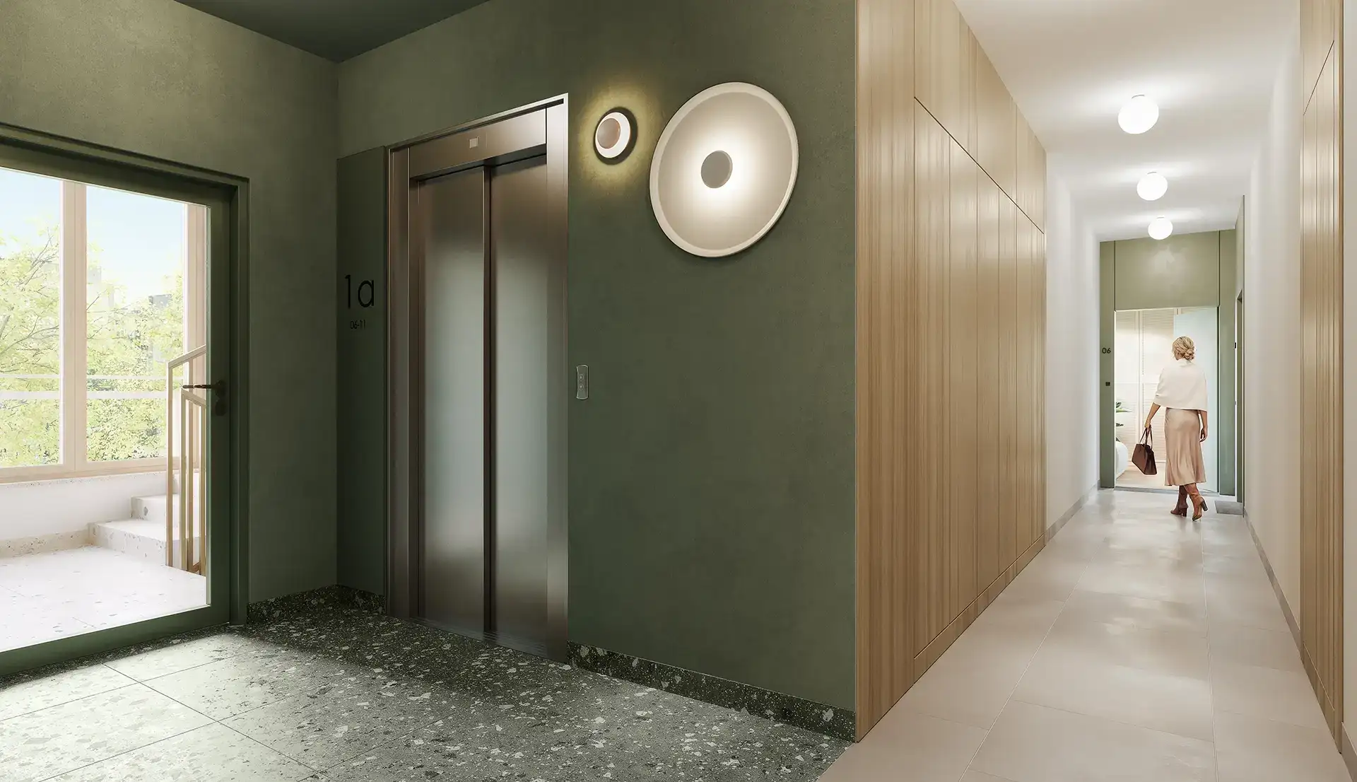 Korytarz w inwestycji Verdea Żoliborz, Warszawa