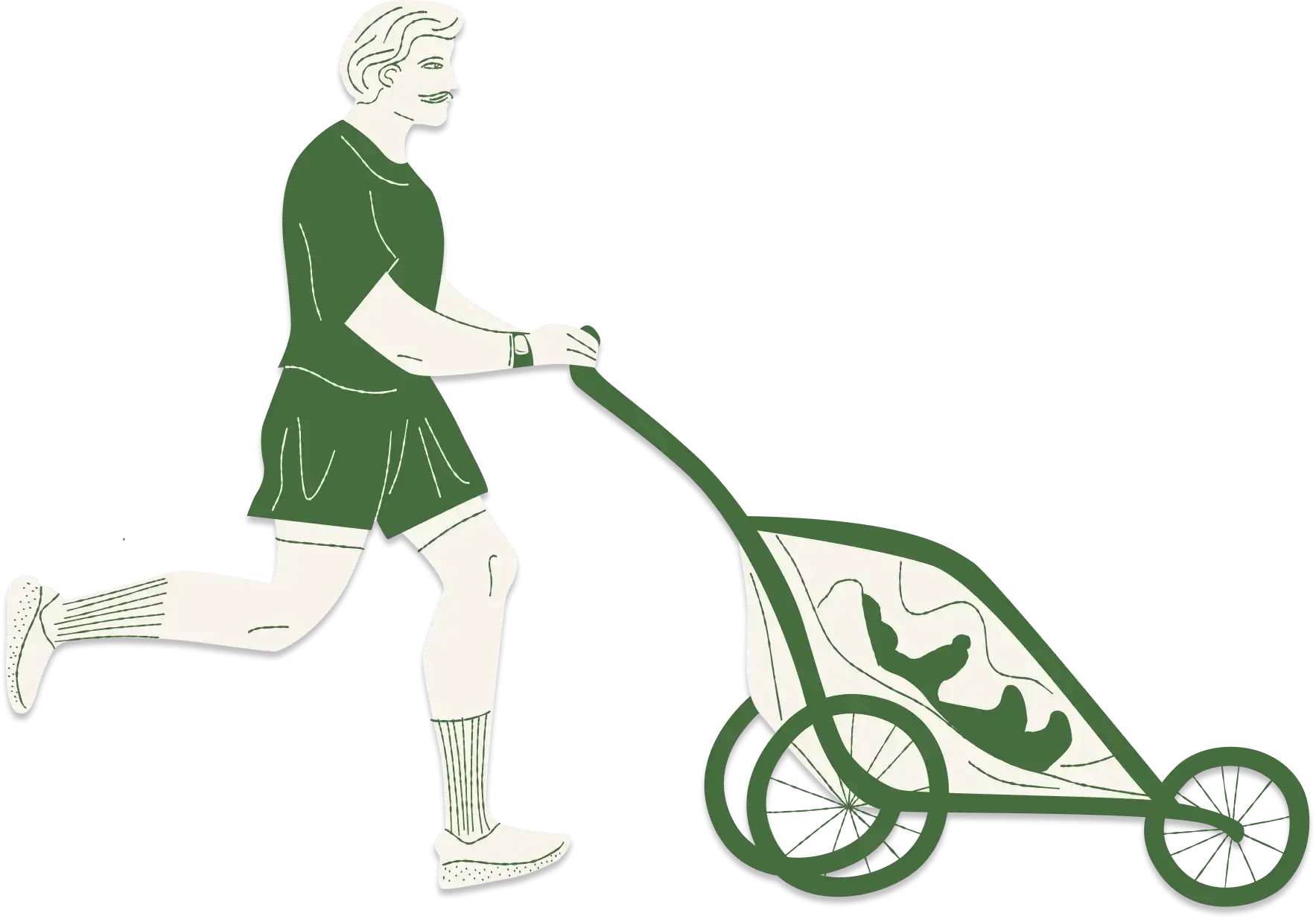 Ilustracja meżczyzny z wózkiem dziecięcym