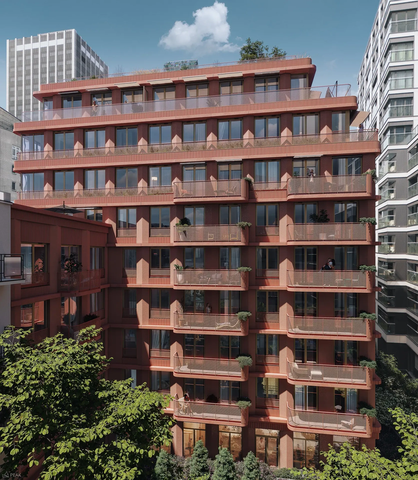 Patio inwestycji Żelazna 54, Warszawa Wola