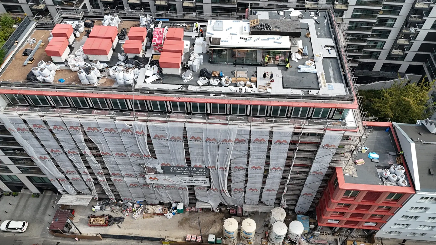 Postęp pracy inwestycji Żelazna 54, Warszawa Wola